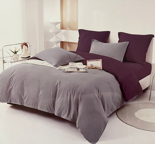 Lenjerie Finet cu Elastic, 2 fețe, pat dublu, 6 piese, Pucioasa, Violet