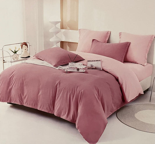 Lenjerie Finet cu Elastic, 2 fețe, pat dublu, 6 piese, Pucioasa, Roz