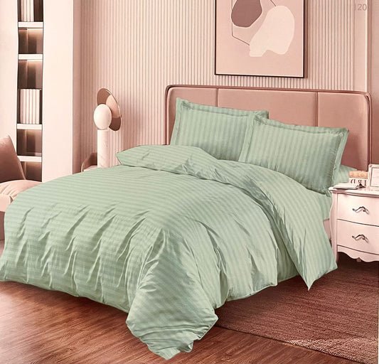 Lenjerie Damasc cu Elastic, pat dublu, 4 piese, Pucioasa, Verde Mentol