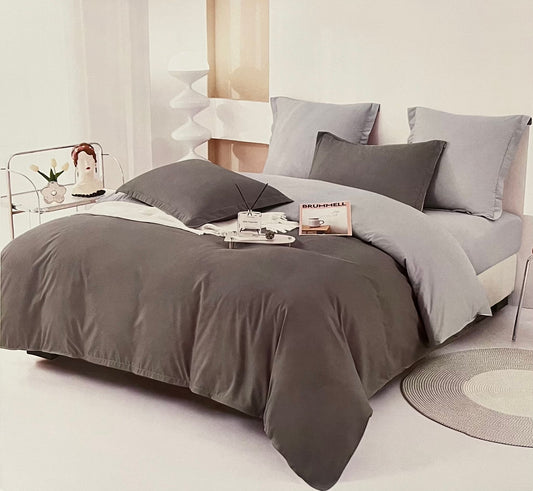 Lenjerie Finet cu Elastic, 2 fețe, pat dublu, 6 piese, Pucioasa, Gri